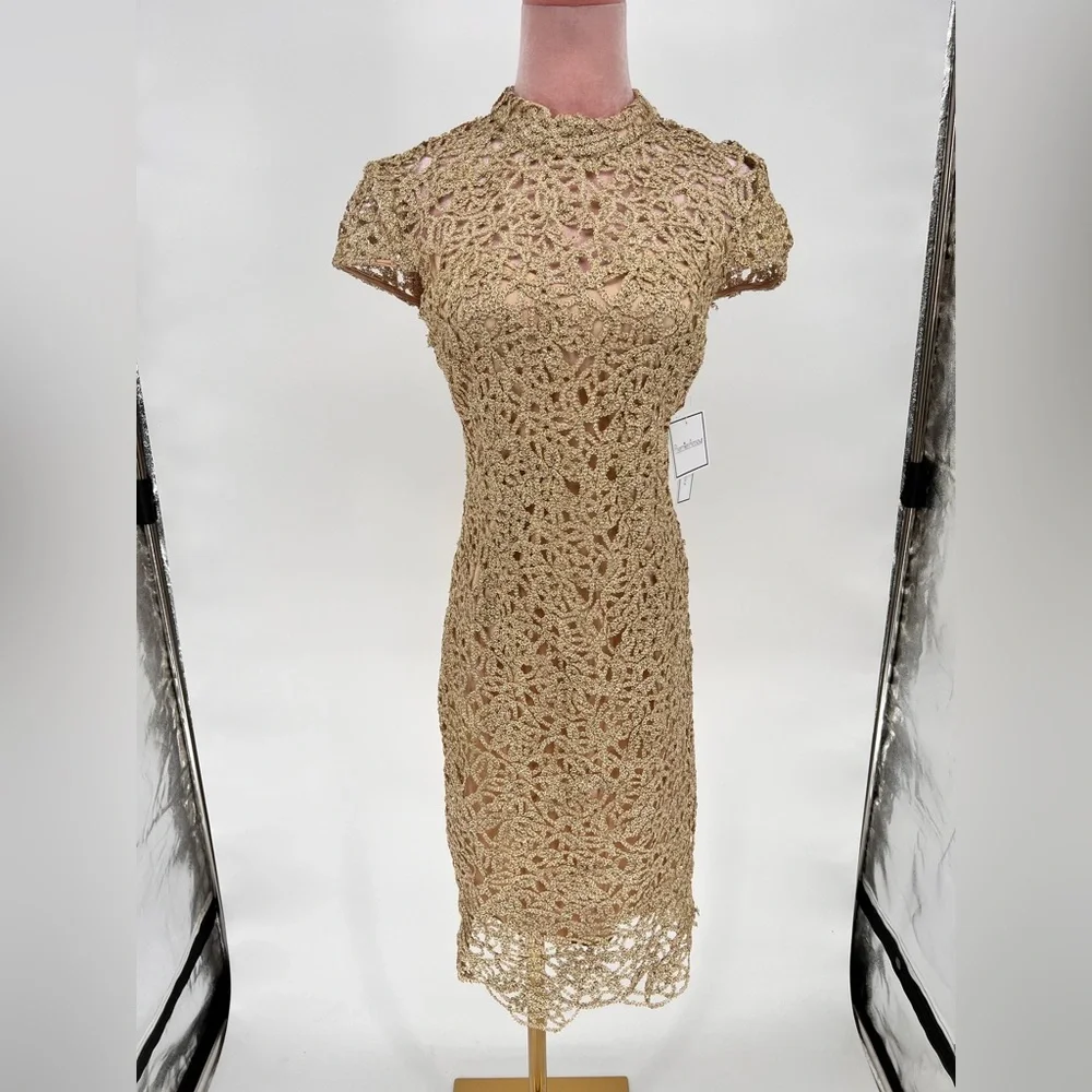 NWT Premier Amour Short Sleeve Sheath Lace Dress - Picture 4 of 14